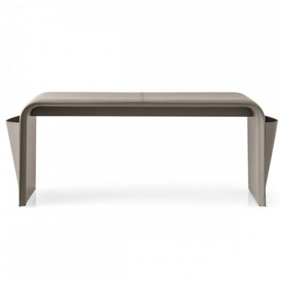 Calligaris Shape Leather Upholstered Bench Taupe