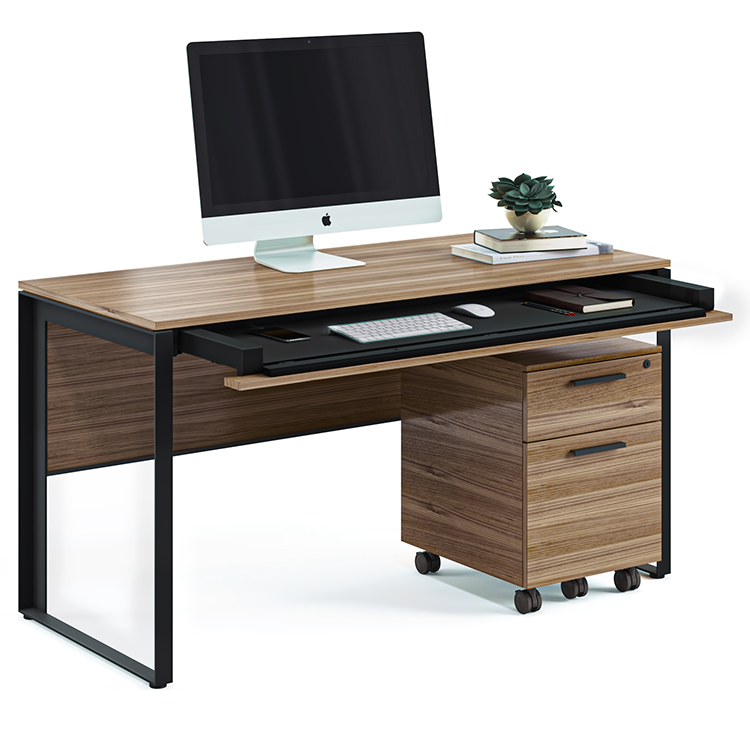 BDi Linea 6227 Mobile File Cabinet in Walnut Finish with Work Desk