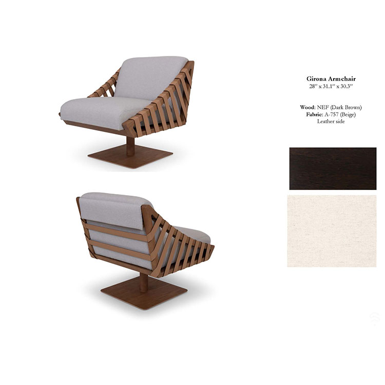 S.A.F. Girona Swivel Chair with Beige Fabric