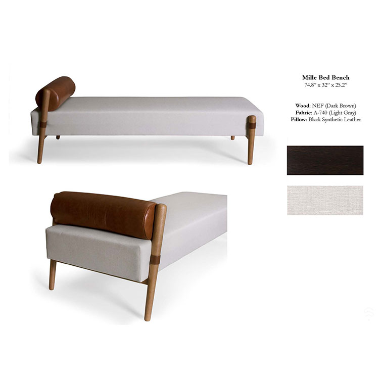 S.A.F. Mille Bed Bench - Leather Pillow