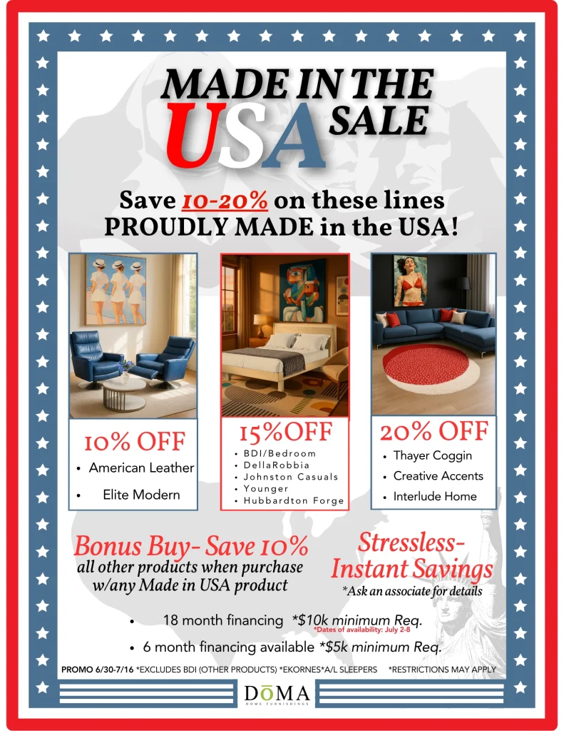 DoMA Made in America Cotemporary Furniture Sale