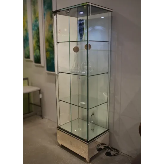 CHINTALY Glass Polished steel Curio - CLEARANCE