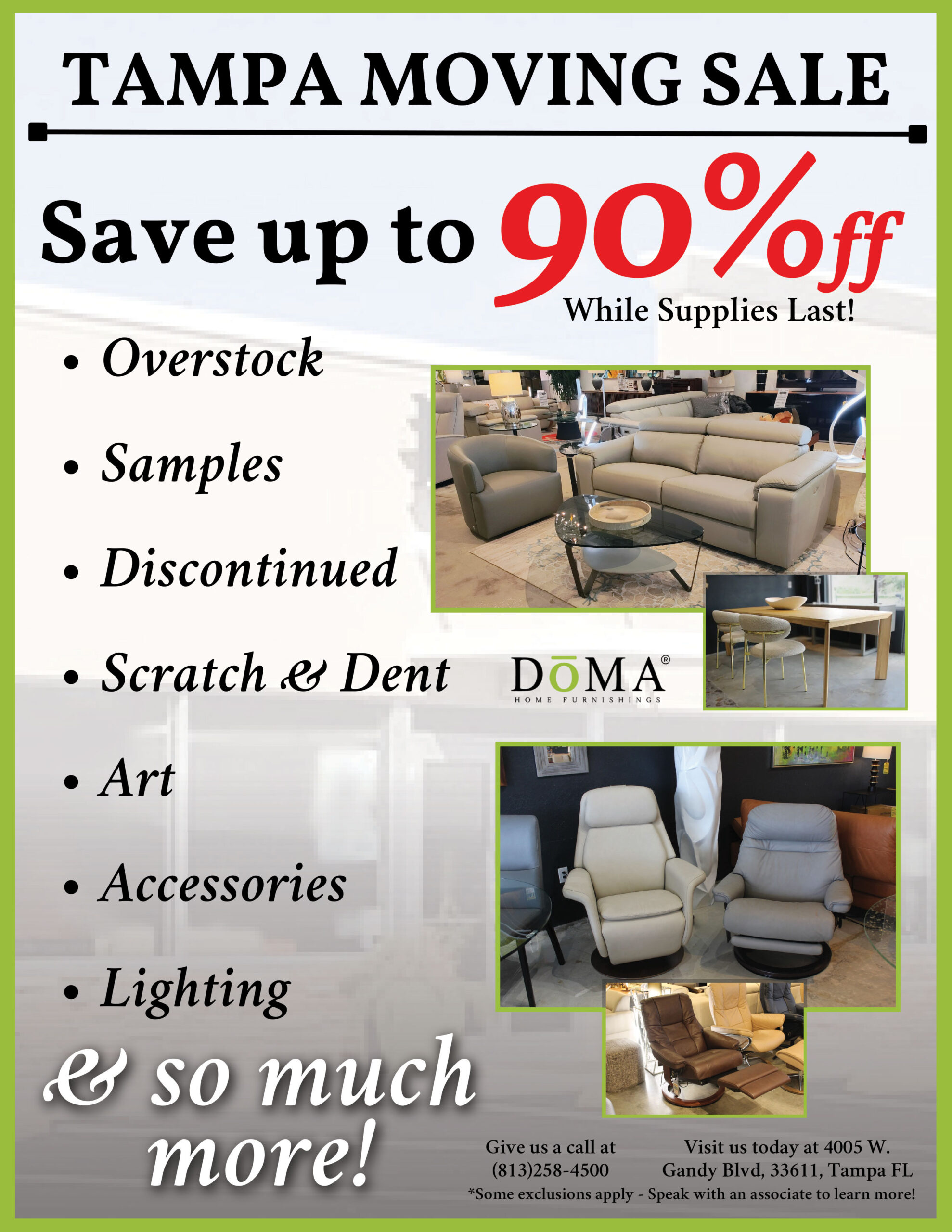 Contemporary Furniture Moving Sale