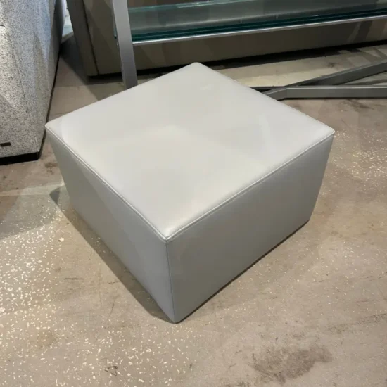 Grey Leather Ottoman - CLEARANCE